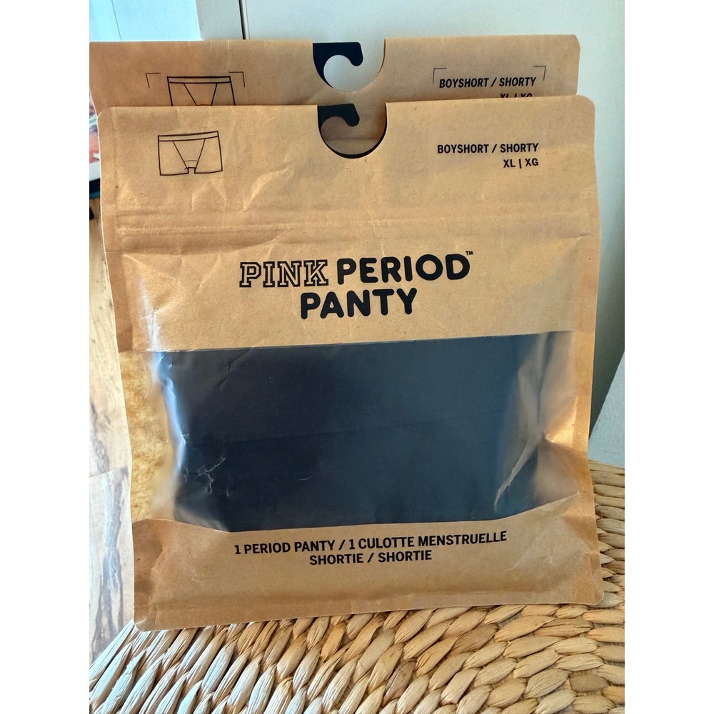 2 Pack Victoria's Secret PINK Period Panty Boyshort Shortie Black XL NWT Bundle
